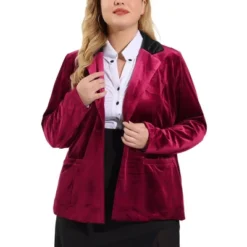 Agnes Orinda Women's Plus Size Winter Velvet Blazer Button Lapel Work Jacket -Agnes Sales Store GUEST ffc316ab 2731 4730 9eb9 904c2cccc8c1
