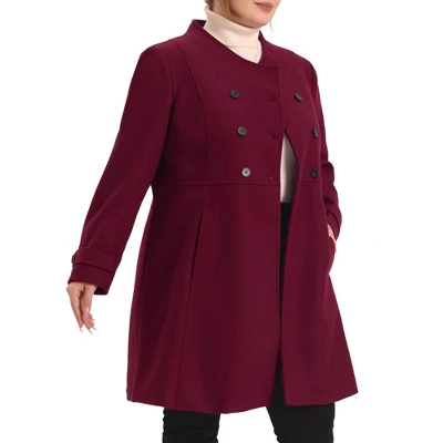 Agnes Orinda Women's Plus Size Stand Collar Pockets Double Breasted Trendy Winter Coats 1 Agnes Orinda Women's Plus Size Stand Collar Pockets Double Breasted Trendy Winter Coats