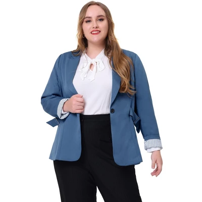 Agnes Orinda Women's Plus Size Work Fashion Notched Lapel Formal Blazer 9 Agnes Orinda Women's Plus Size Work Fashion Notched Lapel Formal Blazer - Image 9